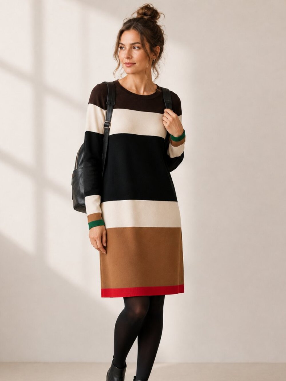 Eliza J Striped Knit Sweater Dress, Size L